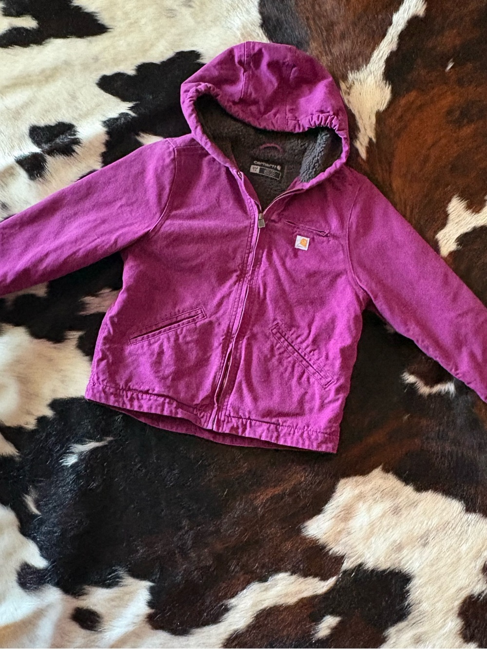 Carhartt Girls' Plum Canvas Insulated Hooded Zip Jacket |Size Small 7/8